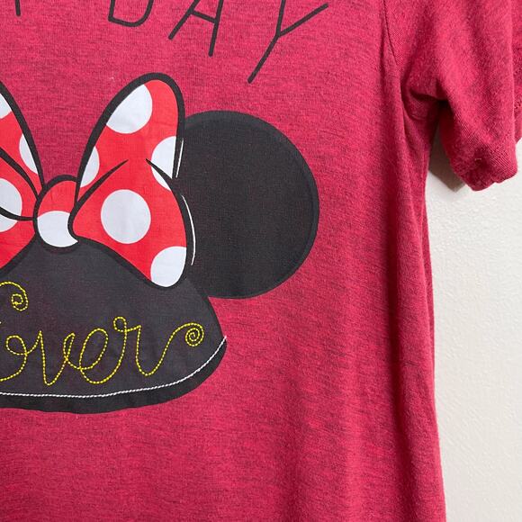 Disney Parks Best Day Ever Minnie Mouse Tee Heather Red XSmall XS Crew Neck - Picture 6 of 7